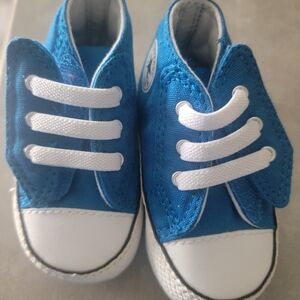 Baby & Walker Blue Canvas Toddler Sneakers with White Toe and Velcro
